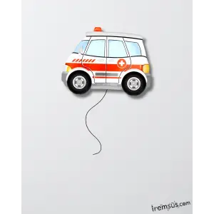 Ambulans Arabası Folyo Helyum Balon 60 Cm Araclar Konsept Folyo Balon