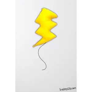 Şimşek Figür Sarı Renk Folyo Helyum Balon 92-48 Cm Konsept Parti Süsleme Balonu Tema Süsleme Balon