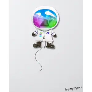 Büyük Astronot Folyo Helyum Balon 70 cm Uzay Konsept Folyo Balon Süslemesi