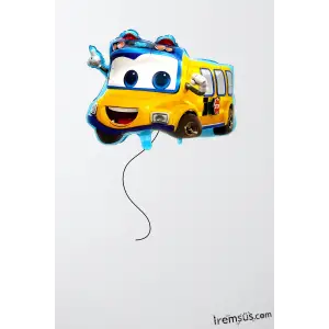 Otobüs Figür Folyo Helyum Balon Sarı Renk 56 cm Bus Folyo Balon