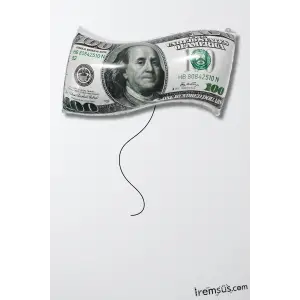 Dolar Şekilli Folyo Helyum Balon 65 cm Para Figür Folyo Balon