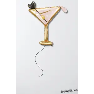 Kokteyl Bardağı Folyo Helyum Balon 70 cm Kokteyl Figür Folyo Balon