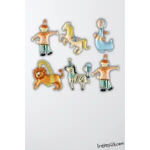 Sirk Konsept Folyo Balon 6 lı Mini Set 35 Cm Sirk Temalı Parti Süsleme Balonu