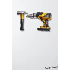 Çekiç Matkap Figür Foylo Balon Seti 2li Mini Set