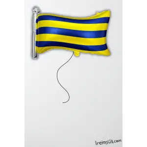 Sarı Lacivert Bayrak Folyo Helyum Balon Parti Balonu 70 cm Sarı Lacivert Konsept Doğum Günü Parti