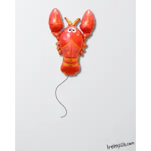 Yengeç Figür Kırmızı Renk Folyo Helyum Balon 96 cm Hayvan Şekilli Folyo Balon
