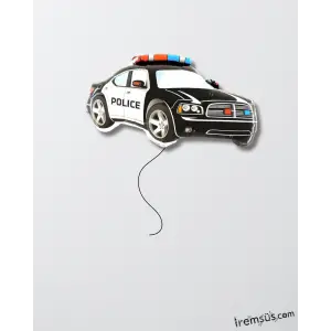 Polis Arabası Folyo Helyum Balon 66 Cm Siyah Beyaz Renk Polis Arabası Folyo Balon