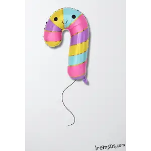 Gökkuşağı Baston Şeker Folyo Helyum Balon 74 Cm Şeker Konsept Doğum Günü Parti Balonu