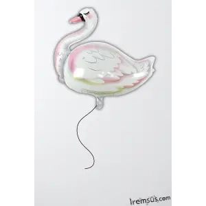 Kuğu Figür Beyaz Renk Folyo Helyum Balon 76 cm Hayvan Şekilli Folyo Balon