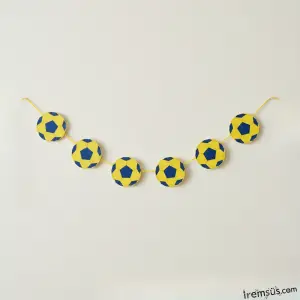 Sarı Lacivert Top Şekilli Dekoratif Banner 200 cm Doğum Günü Süslemesi