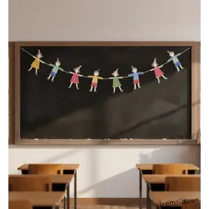 Neşeli Çocuklar Banner Süsleme 165 cm Okula Dönüş Sınıf Süslemesi Okula Başlama Süsü