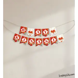 6 Ay Kınası Süsleme Yazısı Banner Kırmızı Renk 190 cm 6 Ay Kınası Organizasyon Süsleme