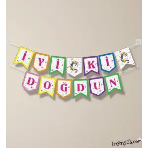 Unicorn Konsept İyi ki Doğdun Yazılı Banner Süsleme 190 cm Unicorn Süs