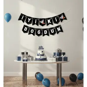 Uzay Konsepti İyi ki Doğdun Yazılı Banner Uzay Konsept Doğum Günü Süsleme 190 cm