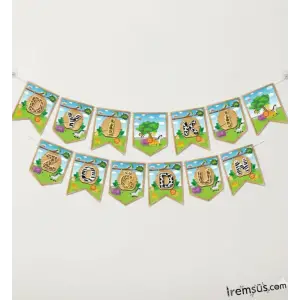 Safari Konsept Doğum Günü İyi ki Doğdun Yazısı Banner Safari Süslemesi 190 cm