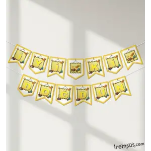 İnşaat Konsepti Doğum Günü Partisi İyi ki Doğdun Banner İnşaat Konsept Süslemesi 190 cm