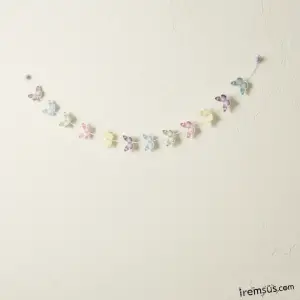 Rengarenk Yana Açılır Kelebek Şerit Süsleme 3mt Kelebek Konsept Parti Süsleme Makaron Renkler