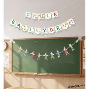 Okula Başlıyorum Süsleme Seti 2li Paket Okula Dönüş Sınıf Süslemesi Okula Başlama Süsü