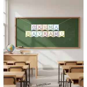 Okuma Bayramı Yazısı Karışık Renk Banner 2mt Okuma Bayramı Süsleme Yazısı