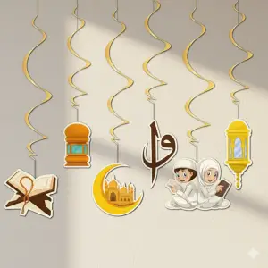 Kuran Okuyorum Konsept Tavan Sarkıt Süs 6 lı Kuran Partisi Süslemesi