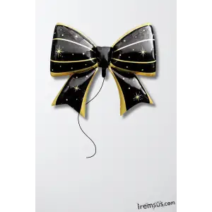 Siyah Renk Kurdele Figür Folyo Helyum Balon 92 cm Siyah Renk Süsleme Balonu