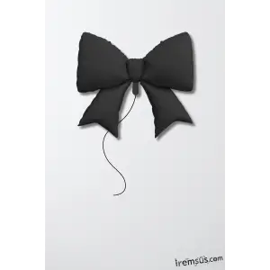 Satin Siyah Renk Kurdele Figür Folyo Helyum Balon 91 cm Mat Siyah Renk Süsleme Balonu