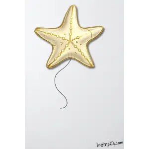 Retro Krem Denız Yıldızı Figür Folyo Helyum Balon 73 cm Deniz Canlıları Konsept Süsleme