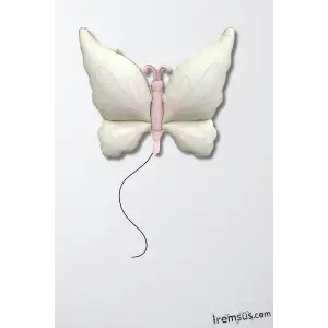 Satin Krem Renk Kelebek Figür Folyo Helyum Balon 94 cm Hayvanlar Konsept Folyo Balon Süsleme