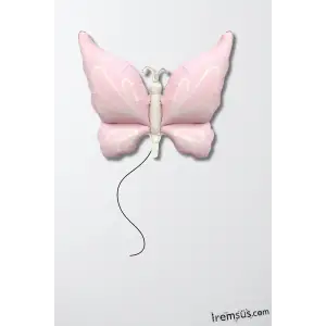 Retro Pembe Satin Renk Kelebek Figür Folyo Helyum Balon 94 cm Hayvanlar Konsept Folyo Balon Süsleme