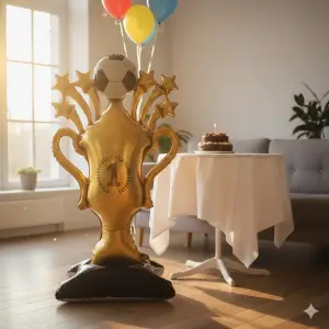 Ayaklı Şampiyon Kupa Figür Folyo Balon 150 Cm Şampiyon Futbol Konsept Folyo Balon Süsleme