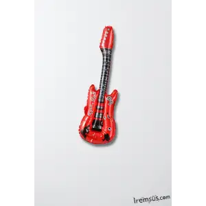 Kırmızı Renk Gitar Şekilli Folyo Balon 82 cm Cm Gitar Folyo Balon Müzik Konsept