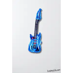 Mavi Renk Gitar Şekilli Folyo Balon 82 cm Cm Gitar Folyo Balon Müzik Konsept