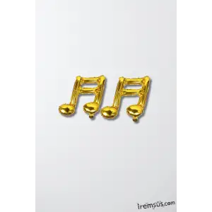 Gold Renk Nota Şekilli İkili Folyo Balon 45 cm Nota Folyo Balon Müzik Konsept