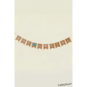 Boy Or Girl Yazılı Hasır Kumaş Banner Cinsiyet Partisi Konsept Süsleme Yazı