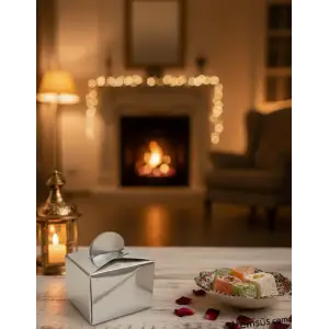 Metalize Parlak Gümüş Renk Dağıtmalık Lokumluk Karton Kare Kutu 25li Ramazan Bayramı Dağıtmalık Süs