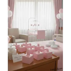 Pembe Renk Kare Dağıtmalık Lokumluk Karton Kutu 25li Lokum Dağıtmalık kutu