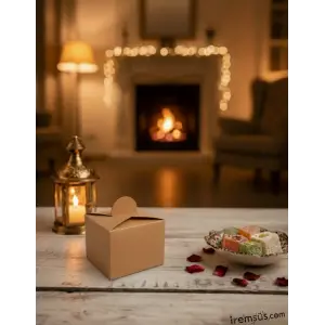 Kraft Renk Düz Lokumluk Karton Kutu Dağıtmalık 25li