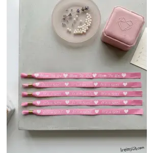 Mom To Be İts Gırl Pembe Renk Anne Adayları İçin Bileklik 5 li Yeni Doğum Cinsiyet Partisi Süsü