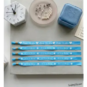 Mom To Be İts Boy Mavi Renk Anne Adayları İçin Bileklik 5 li Yeni Doğum Cinsiyet Partisi Süsü