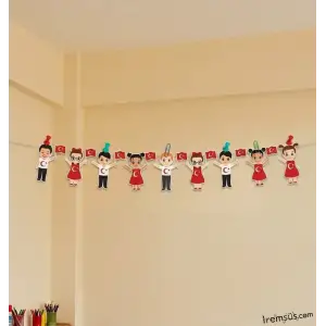 23 Nisan Çocuklu Dekoratif Banner Süsleme 165 cm Milli Bayram Süsleme