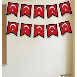 23 Nisan Türk Bayrağı Süsleme Banner Flama 125 cm Türk Bayrağı Süslemesi