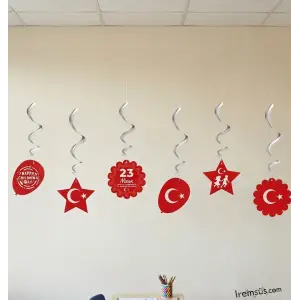 23 Nisan Çocuk Bayramı 6 lı Tavan Sarkıt Süsleme 23 Nisan Bayramı Tavan Süslemesi