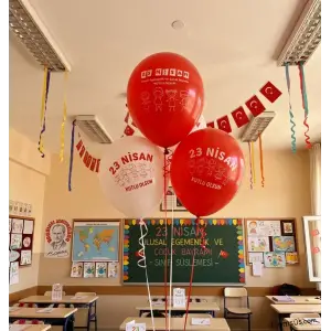 23 Nisan Baskılı Kırmızı Beyaz Balon 10 Adet