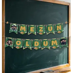 Mezun Oldum Yazılı Banner Süsleme Mezuniyet Partisi Süsleme Yazısı Sınıf Süsleme