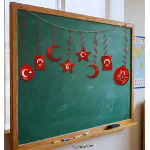 23 Nisan Çocuk Bayramı 8 lı Tavan Sarkıt Süsleme 23 Nisan Bayramı Tavan Süslemesi