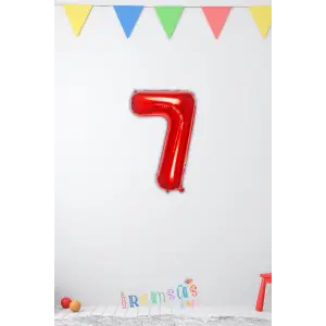 7 Rakam Kırmızı Renk Folyo Balon 40 Cm