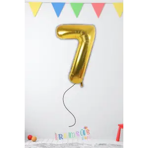 7 Yaş Doğum Günü Gold Renk Folyo Helyum Balon 34 76 Cm 7 Yaş Folyo Balon
