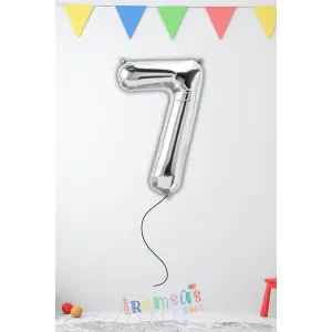 7 Yaş Doğum Günü Gümüş Renk Folyo Helyum Balon 34 76 Cm 7 Yaş Folyo Balon