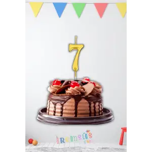 7 Yaş Doğum Günü Partisi Rakam Şeklinde Pasta Mumu Gold Renk 7 Yaş Doğum Günü