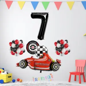 7 Yaş Doğum Günü Yarışcı Konsept Balon Süsleme Seti
